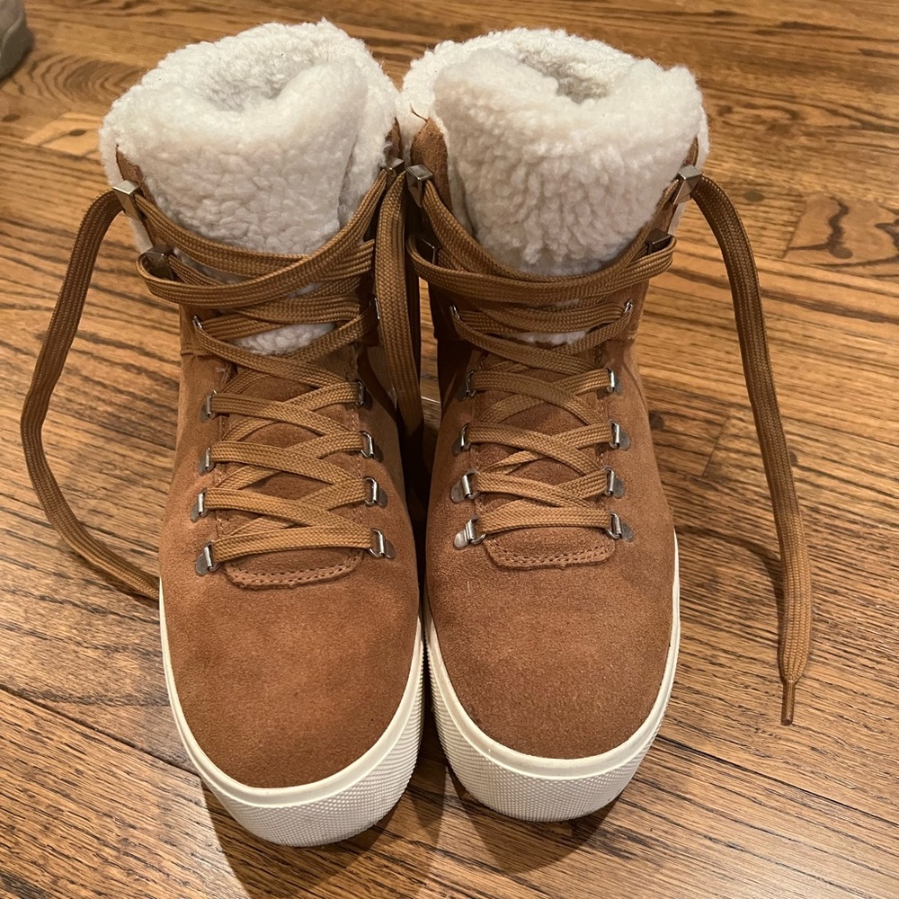 Marc Fisher Suede and Faux Fur Sneaker